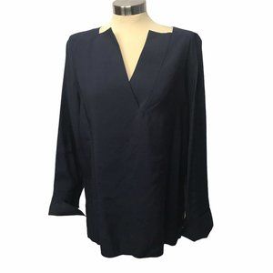 COS Vneck Button Up Navy Top
